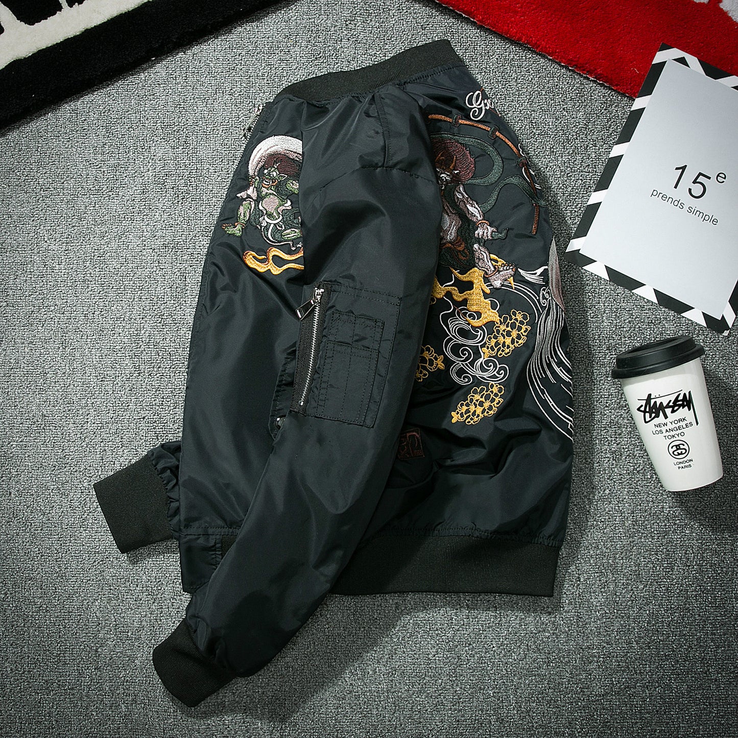 Japanese Tide Embroidery Bomber Jacket