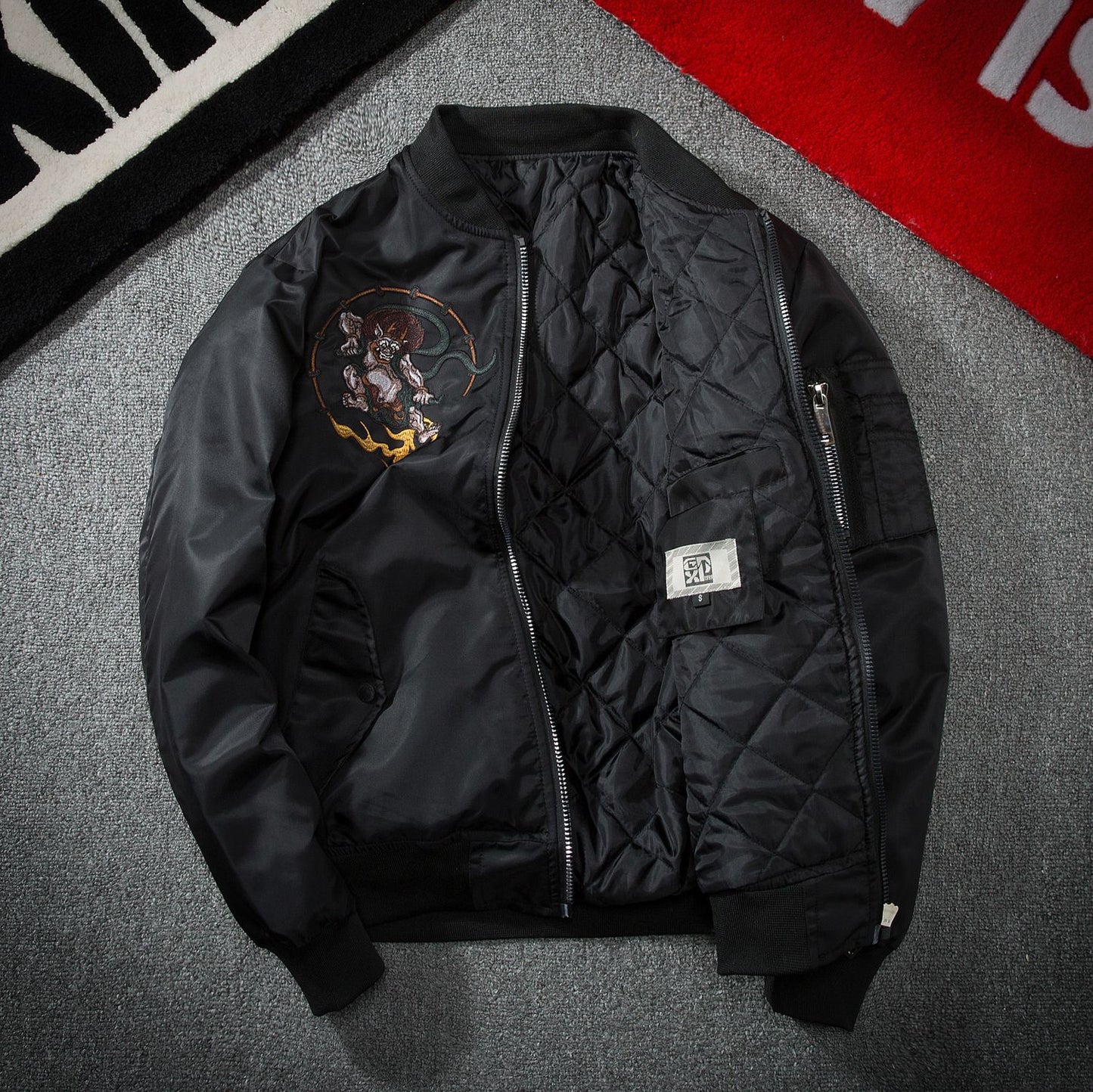 Japanese Tide Embroidery Bomber Jacket